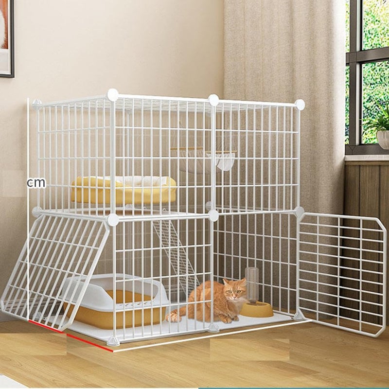 FDSDEFEN Cat Cage Indoor DIY Cat Playpen Detachable Metal Wire Kennels Indoor Cat Enclosures DIY Playpen Metal Kennel (2 Tier) - Image 4